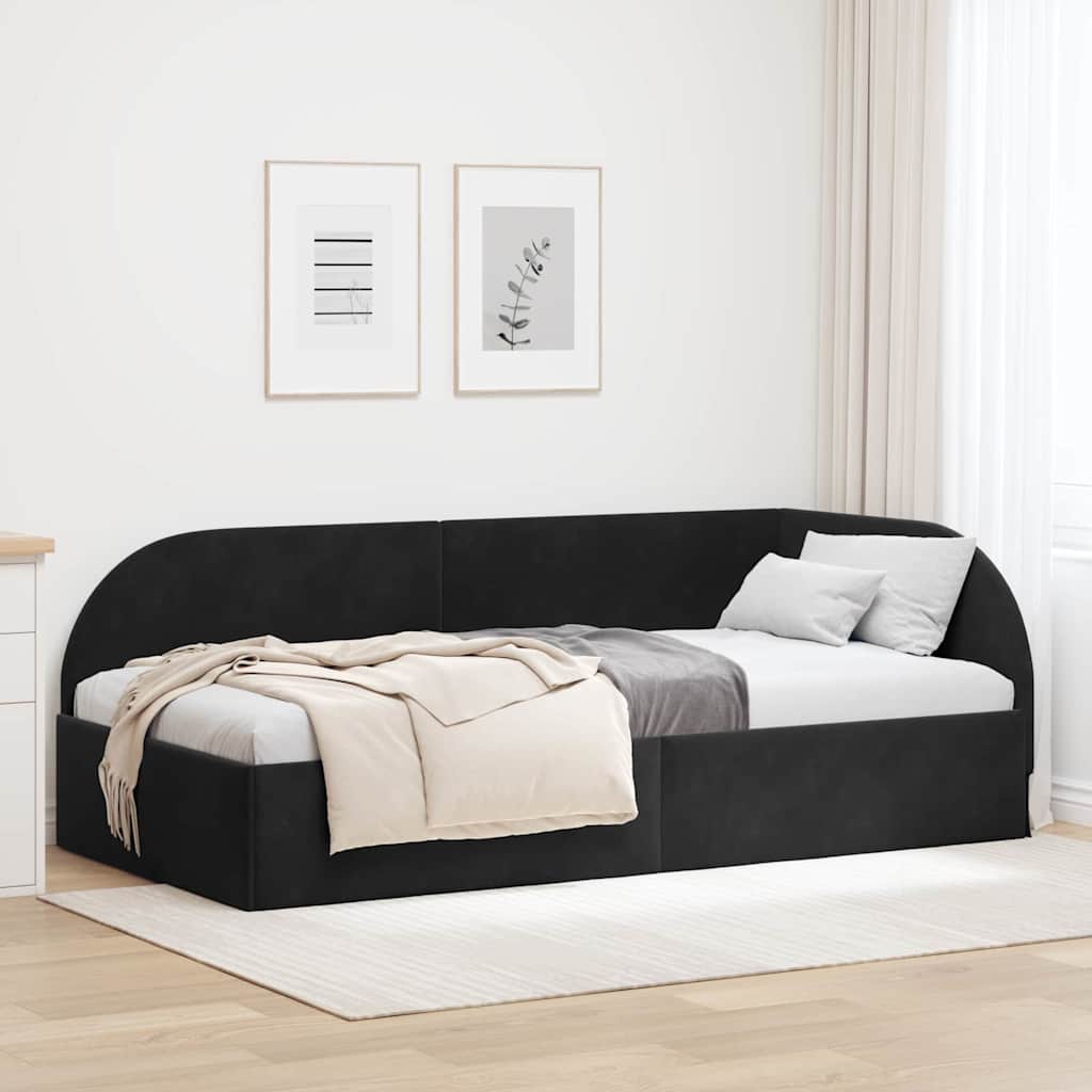Eckbettgestell Schwarz 90 x 200 cm Samt