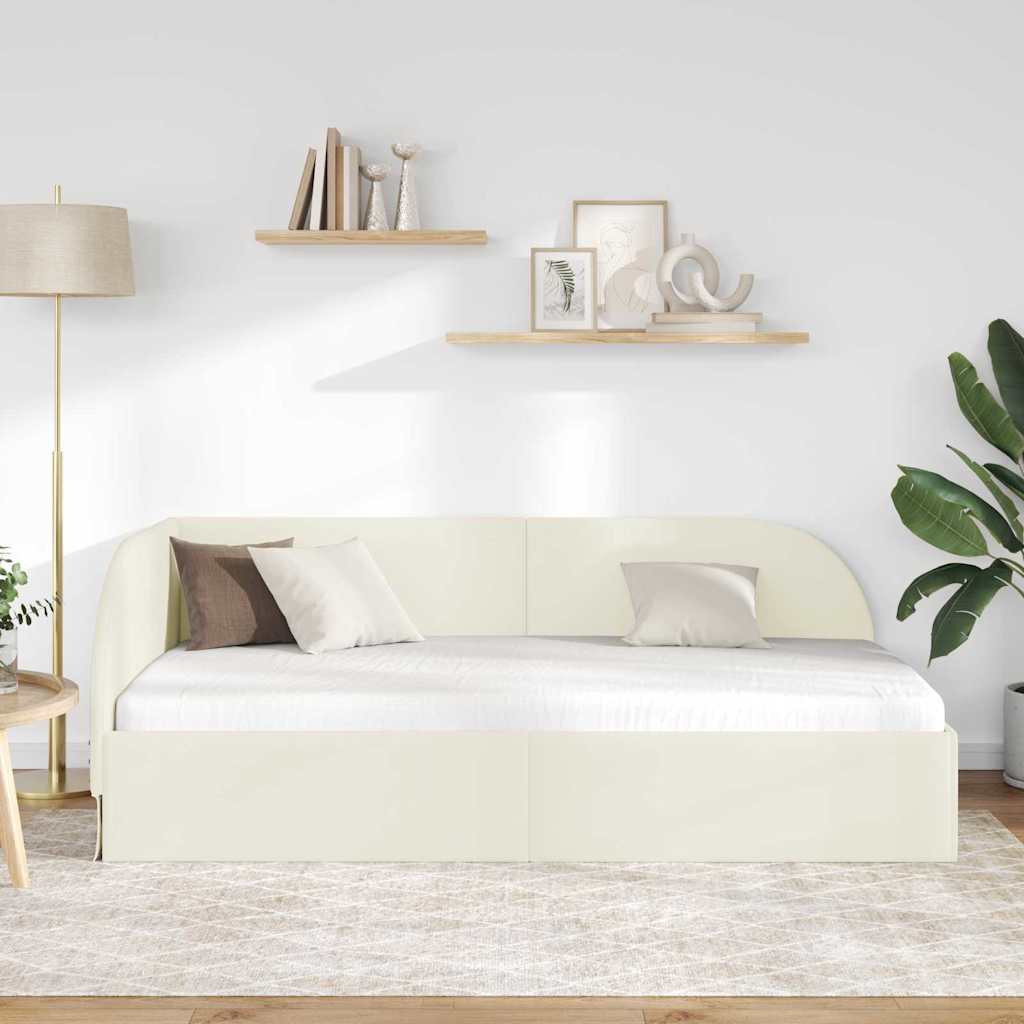 Eckbettgestell Creme 90 x 200 cm Samt