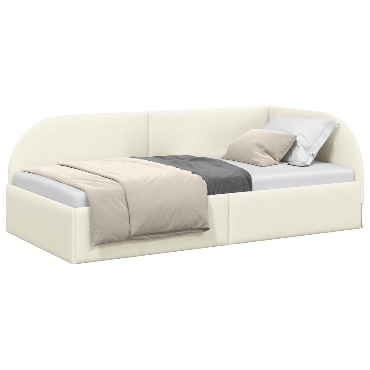 Eckbettgestell Creme 90 x 200 cm Samt