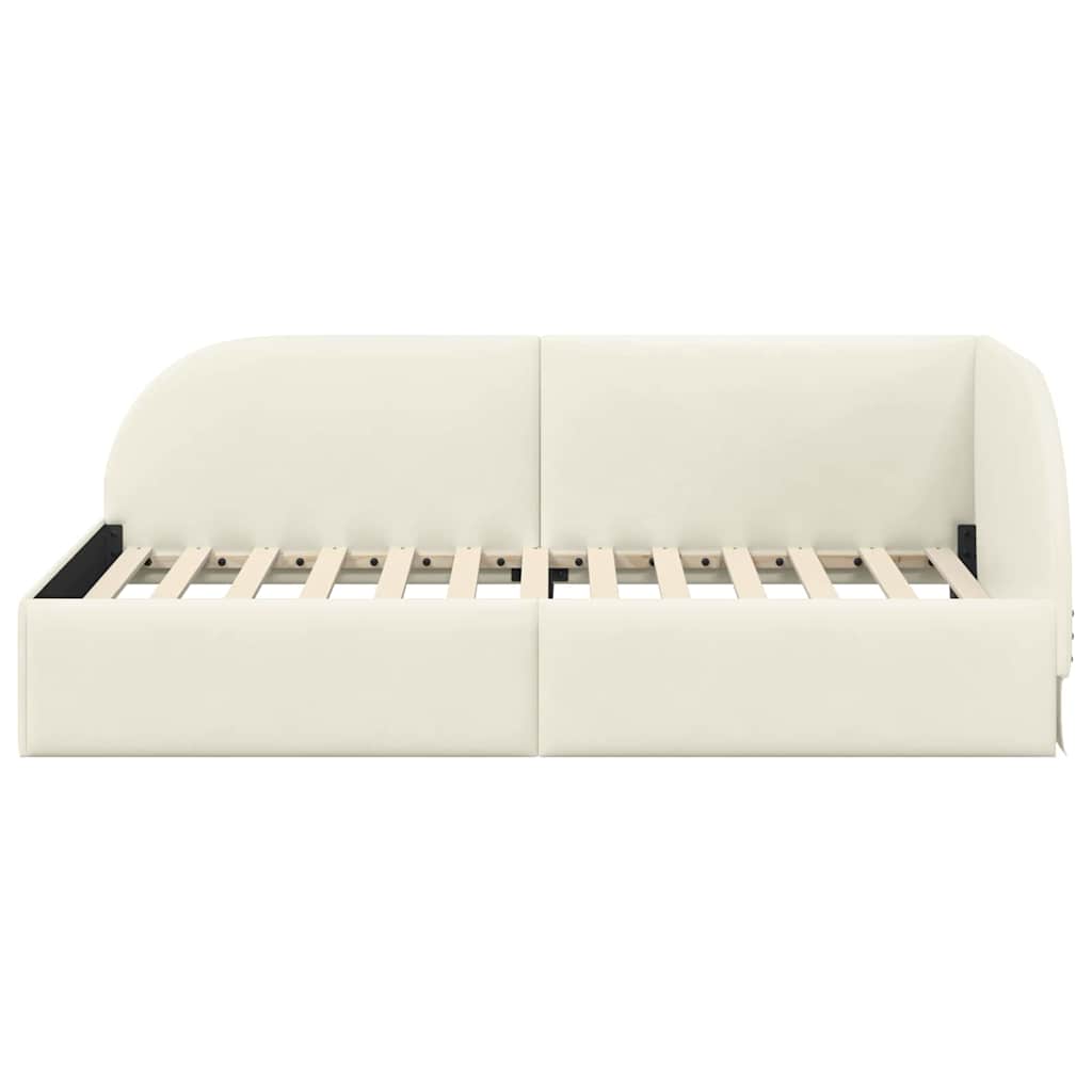 Eckbettgestell Creme 90 x 200 cm Samt