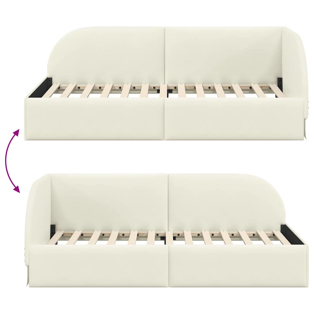 Eckbettgestell Creme 90 x 200 cm Samt