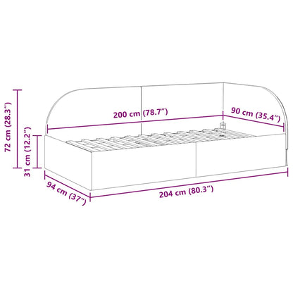Eckbettgestell Creme 90 x 200 cm Samt