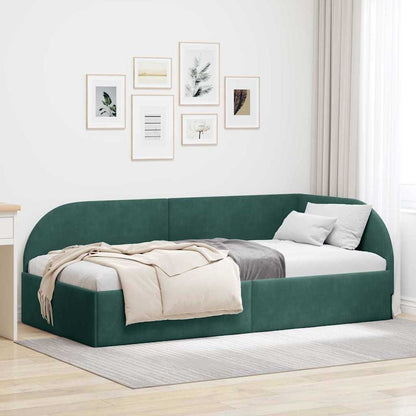 Eckbettgestell Dunkelgrün 100 x 200 cm Samt