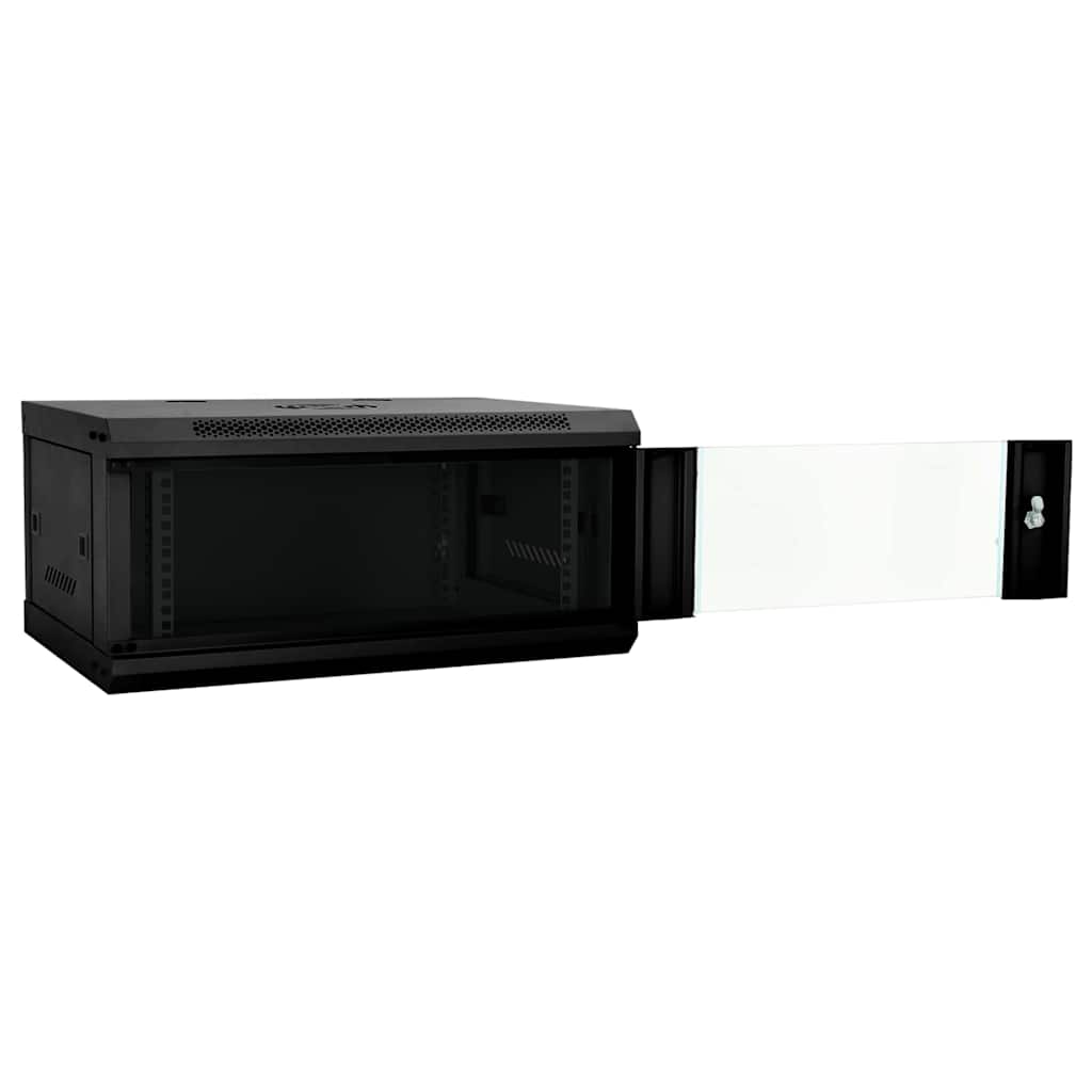 Netzwerkschrank mit Speicher Schwarz 60 x 35 x 28 cm Stahl
