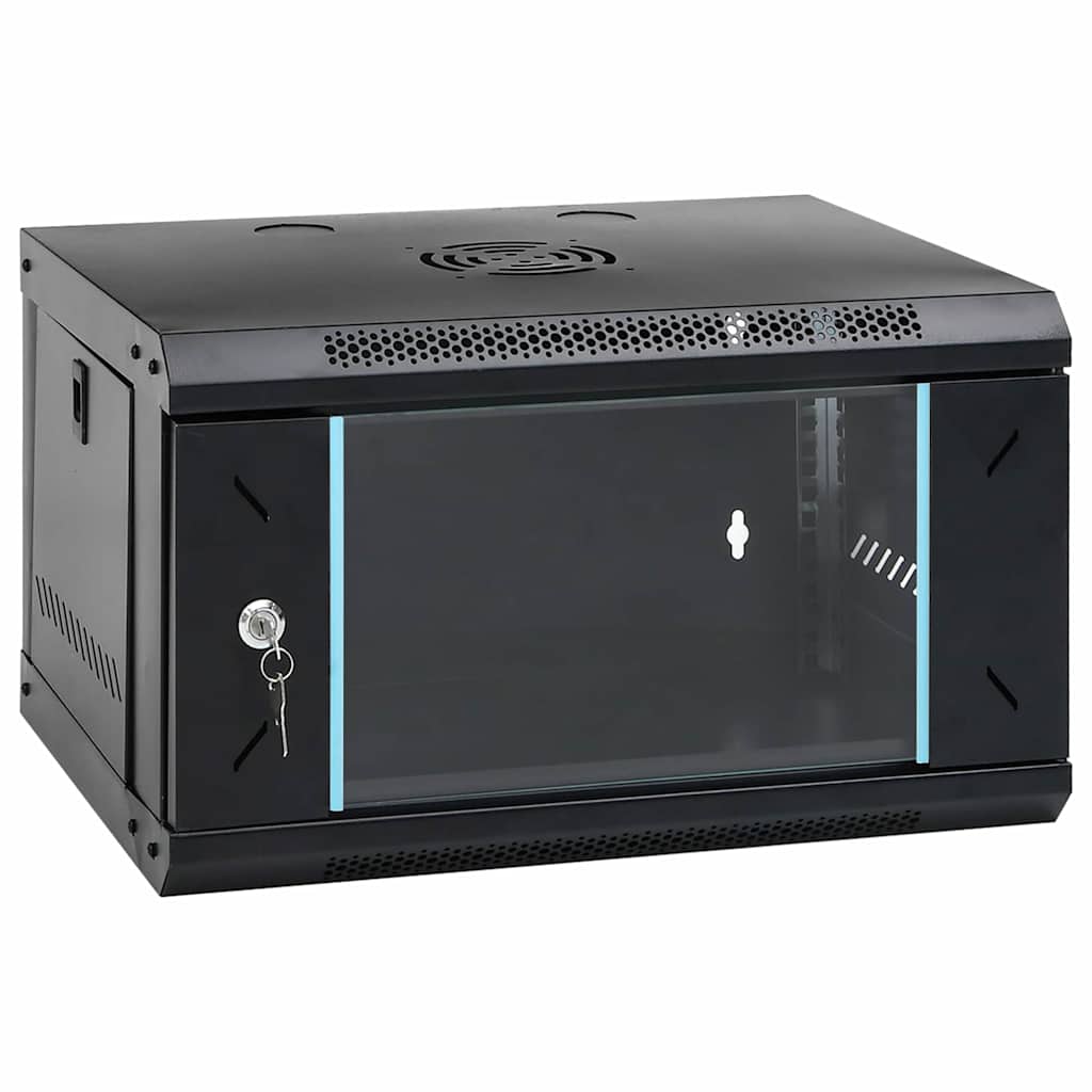 Netzwerkschrank mit Speicher Schwarz 53 x 45 x 30 cm Stahl