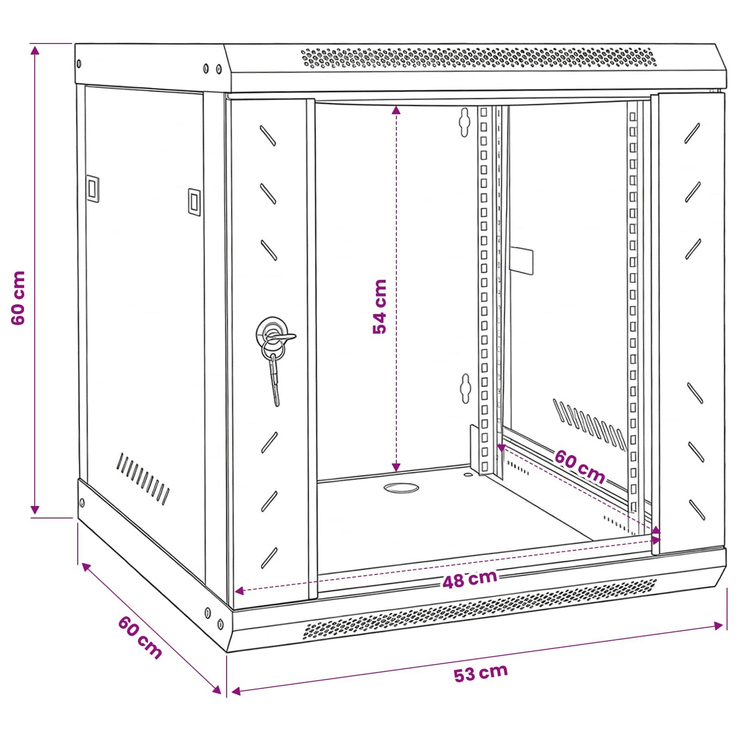 Netzwerkschrank mit Speicher Schwarz 53 x 60 x 60 cm Stahl