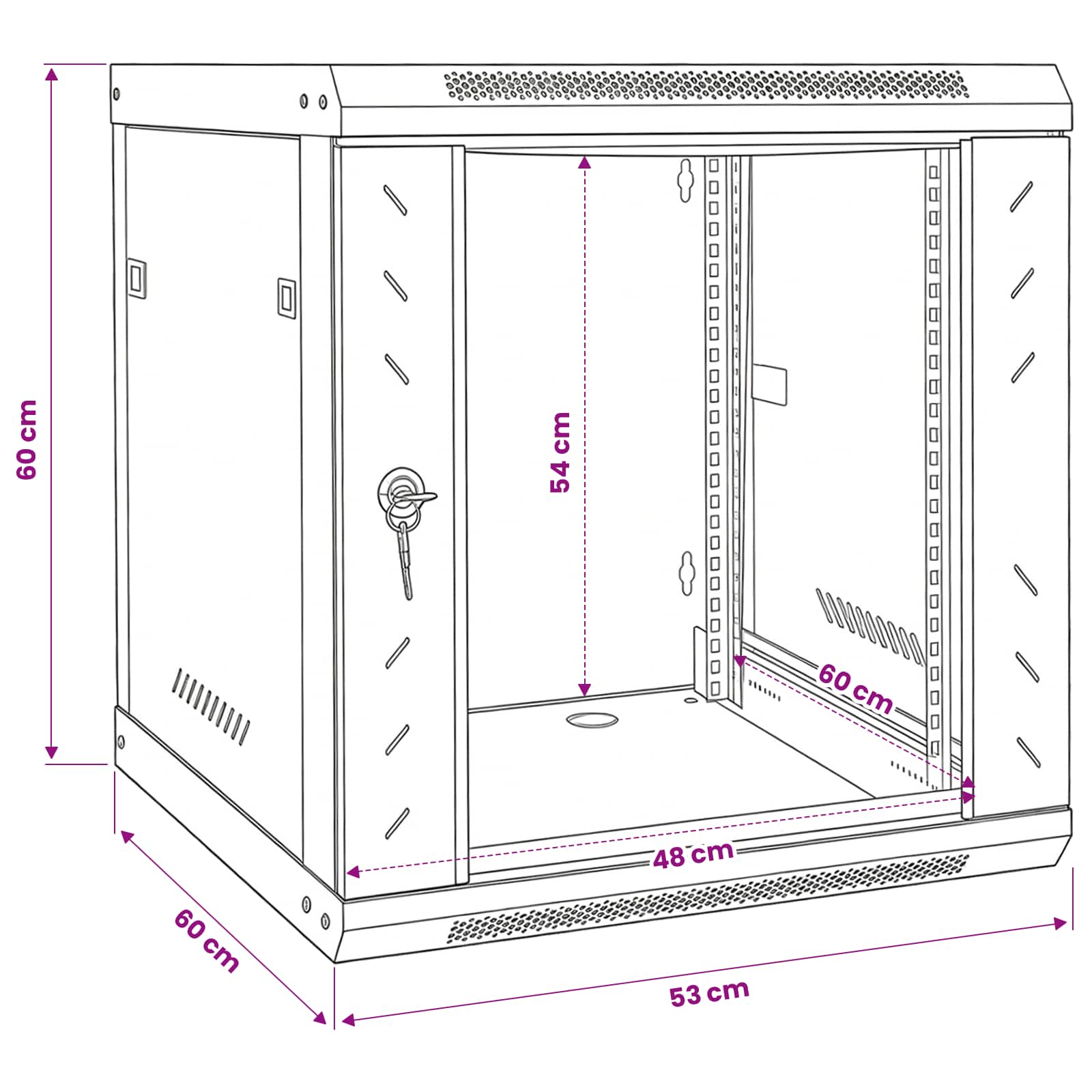 Netzwerkschrank mit Speicher Schwarz 53 x 60 x 60 cm Stahl