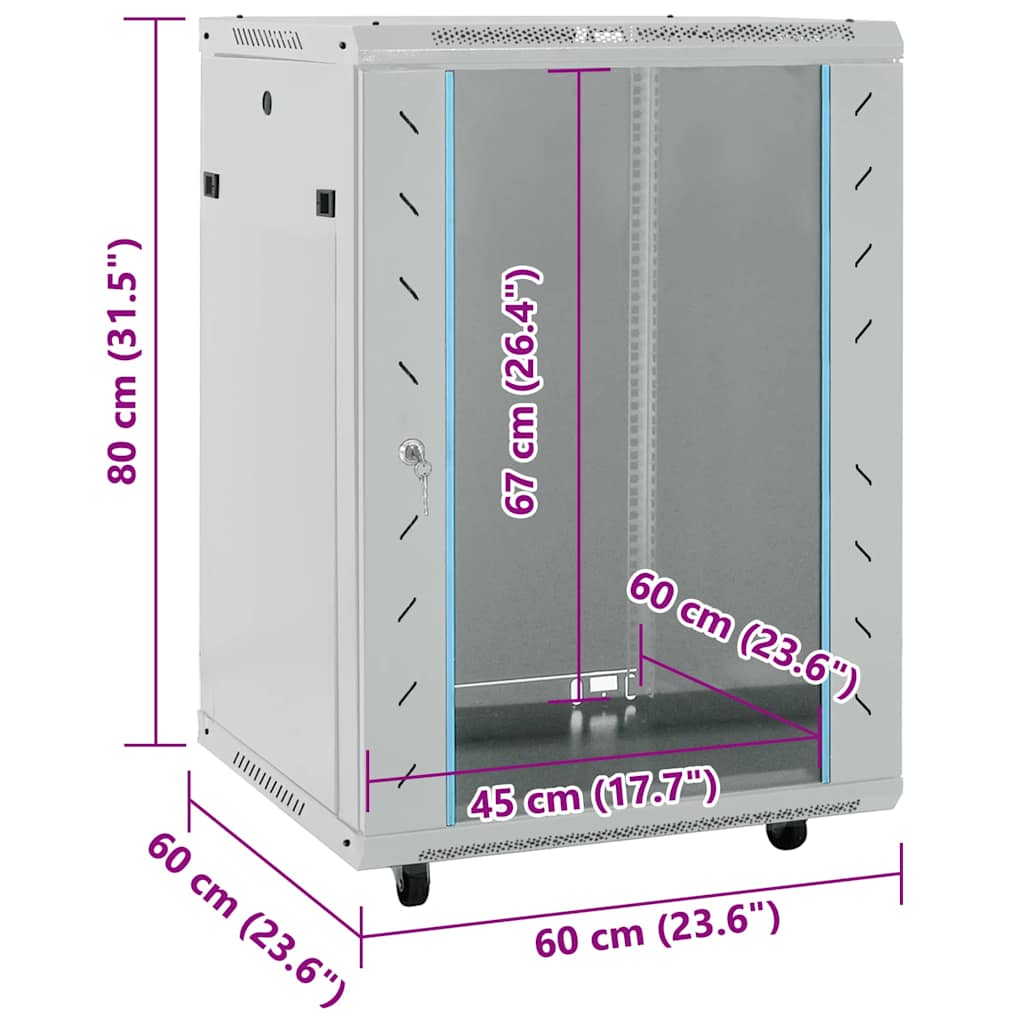Netzwerkschrank mit Speicher Grau 60 x 60 x 80 cm Stahl