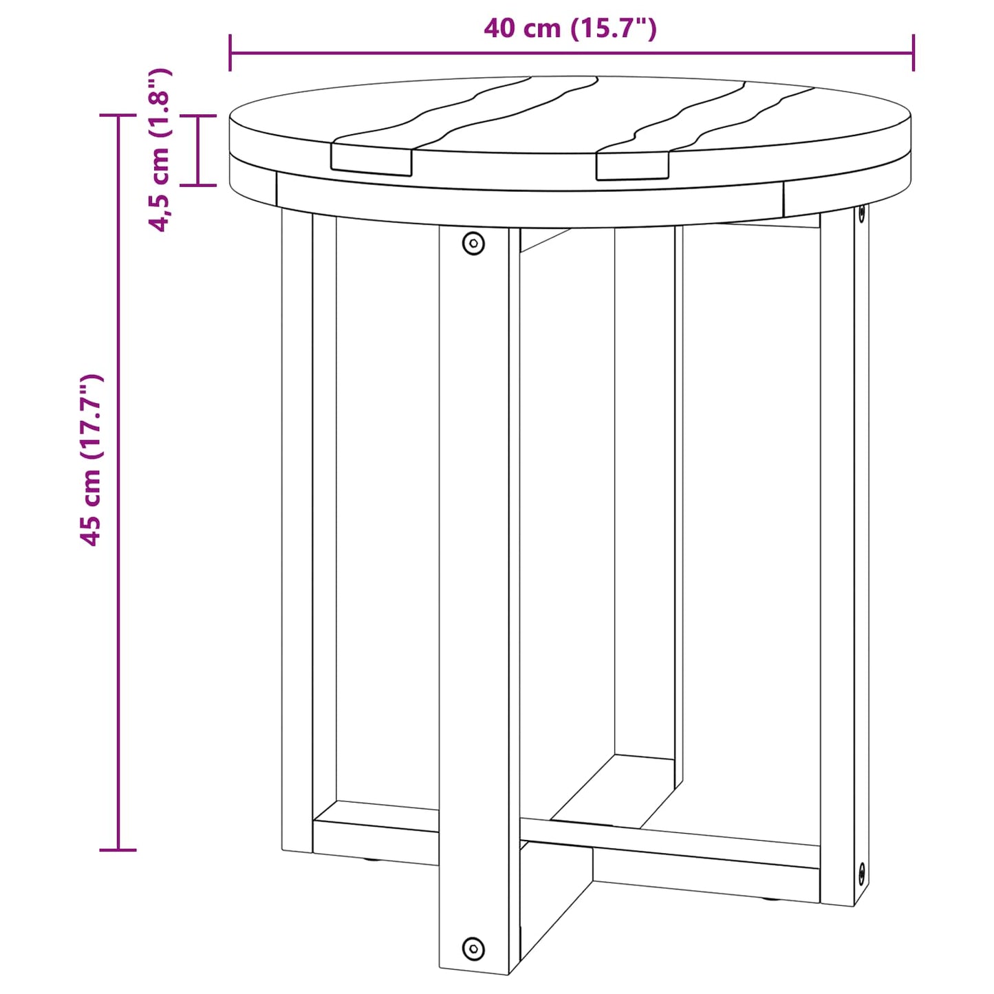 Couchtisch Braun 40 x 40 x 45 cm Massives Teakholz