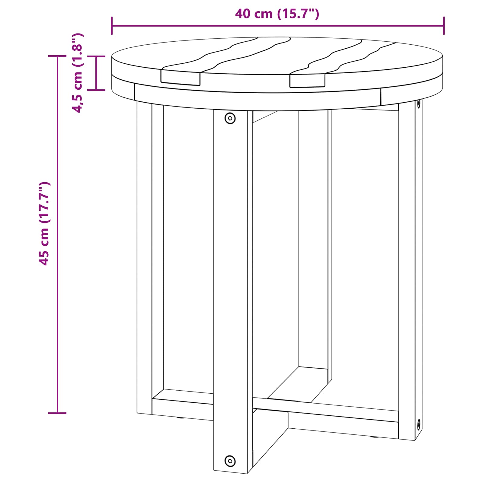 Couchtisch Braun 40 x 40 x 45 cm Massives Teakholz