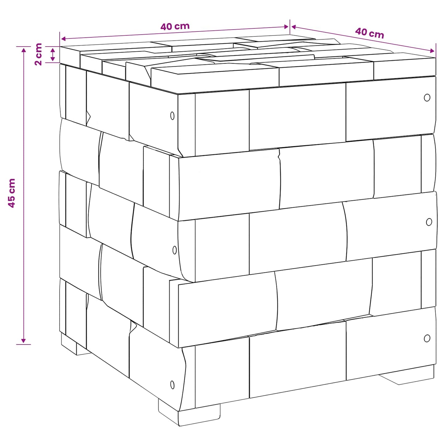Aufbewahrungshocker Braun 40 x 40 x 45 cm Massives Teakholz