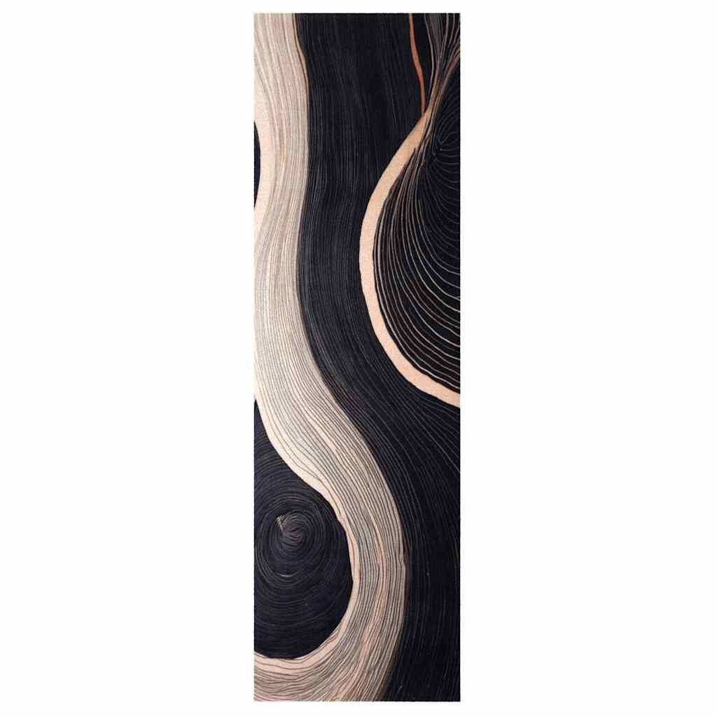 Küchen Teppich Art Deco Schwarz 150 x 45 cm Samt