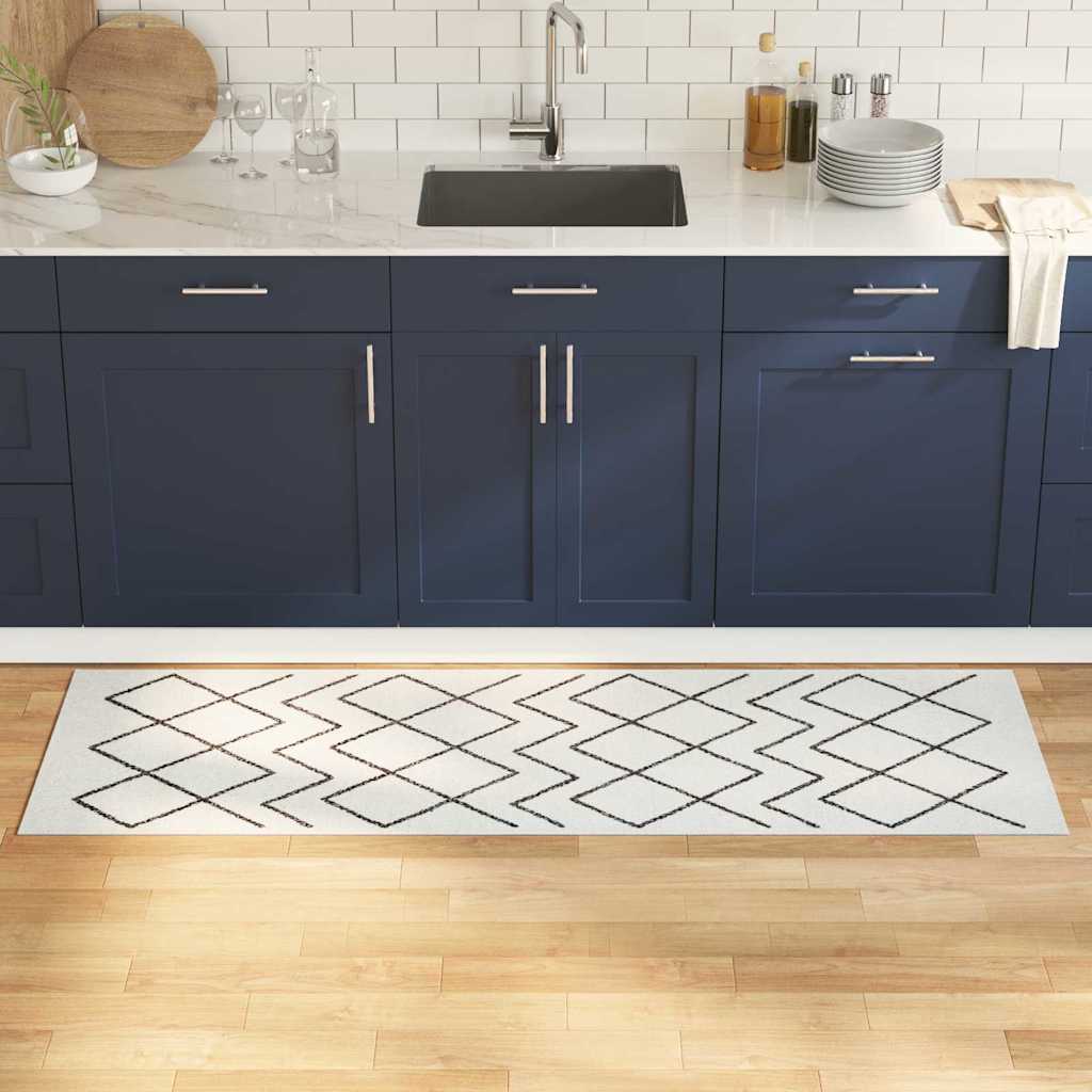 Küchen Teppich Weiß 180 x 60 cm Samt