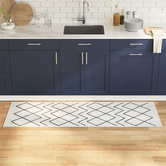 Küchen Teppich Weiß 180 x 60 cm Samt