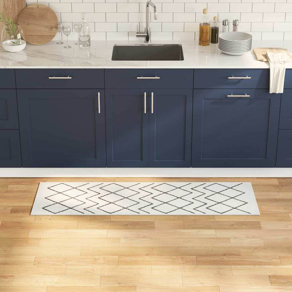 Küchen Teppich Weiß 150 x 45 cm Samt