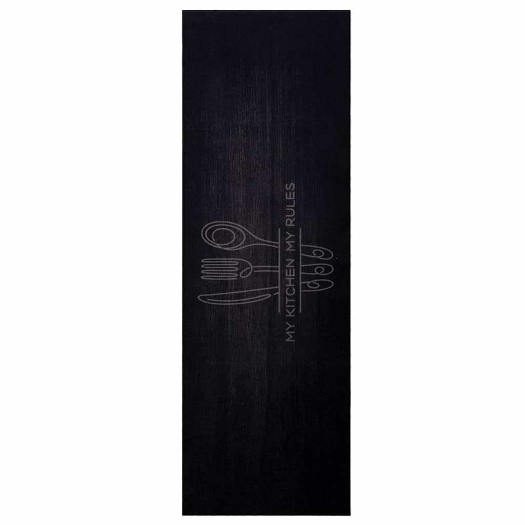 Küchen Teppich Schwarz 180 x 60 cm 100% Polyamid Waschbar