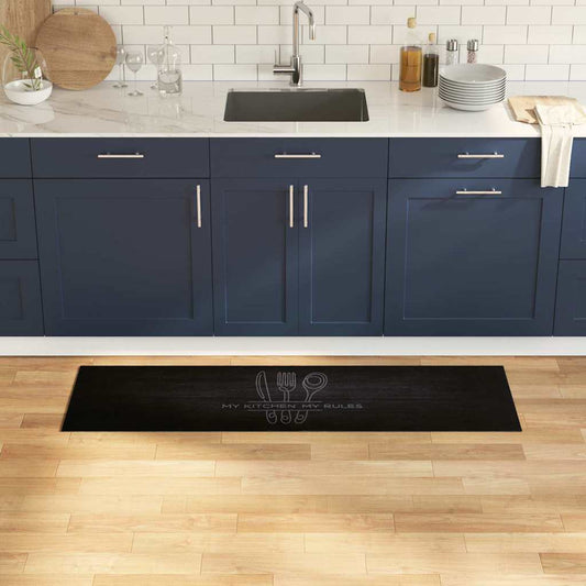 Küchen Teppich Schwarz 150 x 45 cm Samt