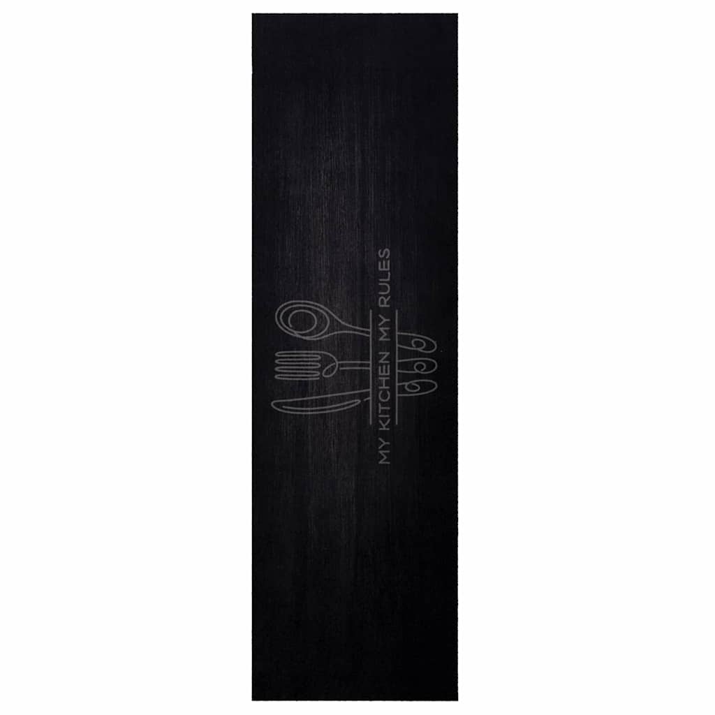 Küchen Teppich Schwarz 150 x 45 cm 100% Polyamid Waschbar
