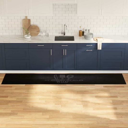 Küchen Teppich Schwarz 300 x 60 cm Samt