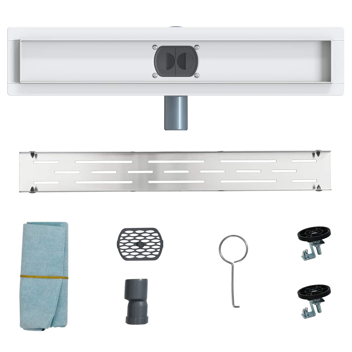 Duschabfluss im Liniendesign mit 360° Siphon Silber 50 cm