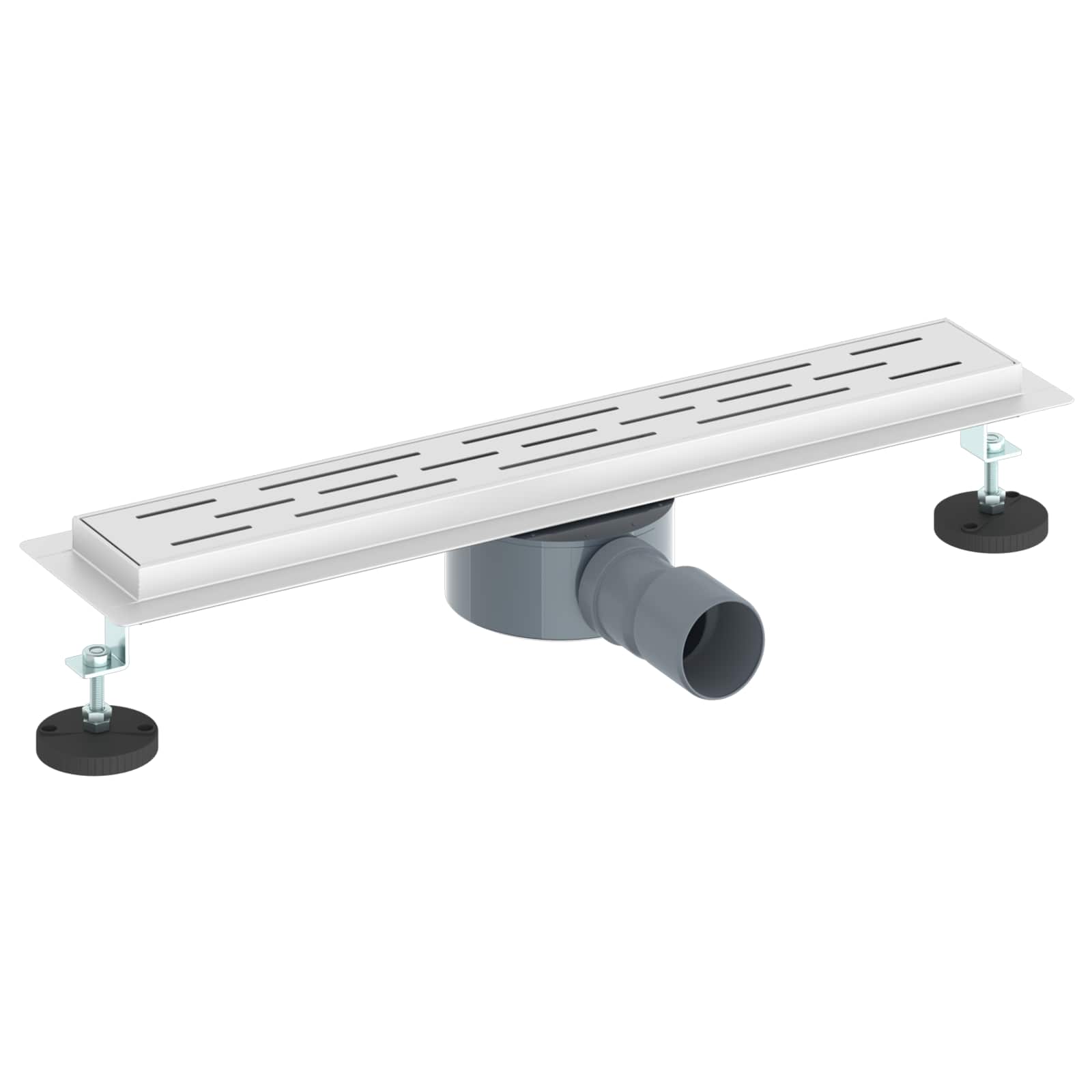 Duschabfluss im Liniendesign mit 360° Siphon Silber 50 cm