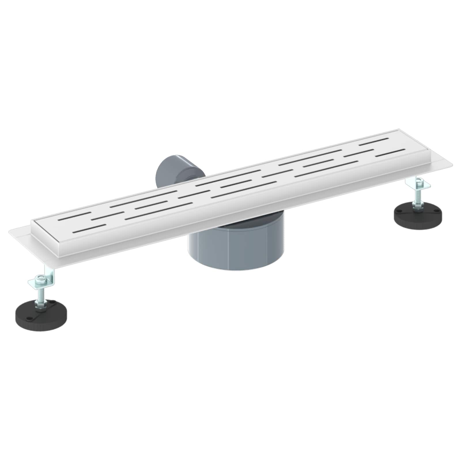 Duschabfluss im Liniendesign mit 360° Siphon Silber 50 cm