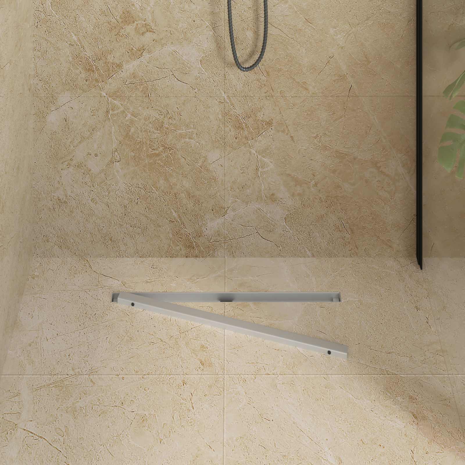 360° Duschablauf mit slim Modell Silber 60 cm Edelstahl 304