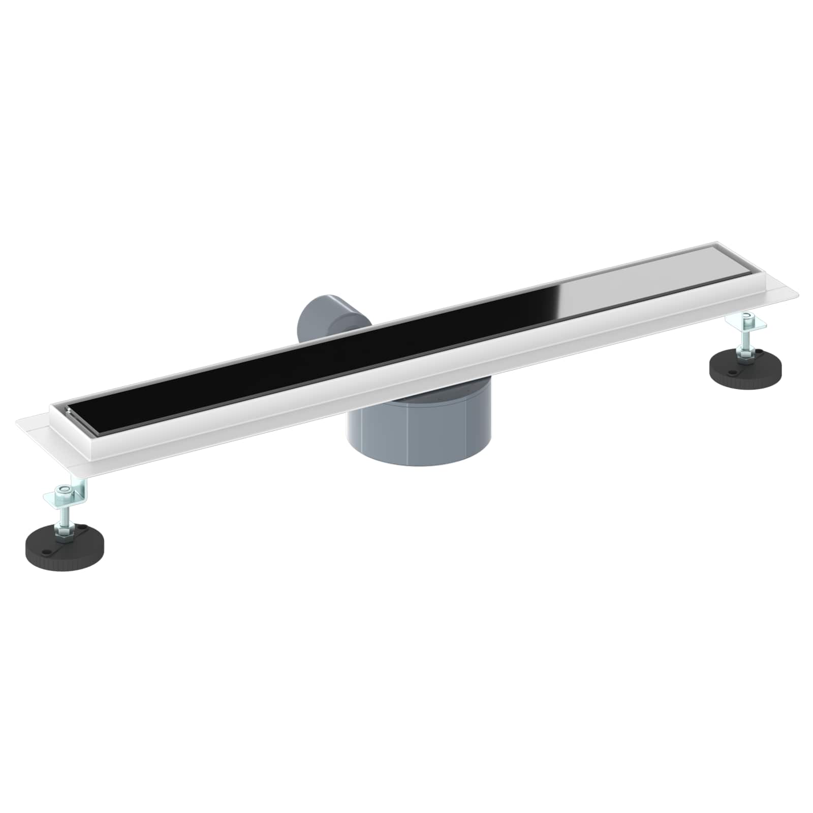 Duschabfluss mit Glashülle und 360° Siphon Schwarz 60 cm