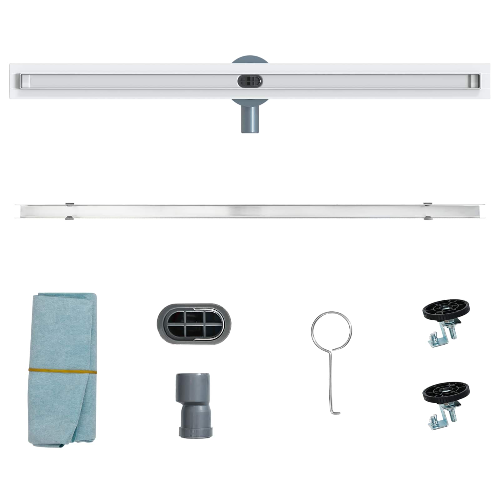 360° Duschablauf mit slim Modell Silber 90 cm Edelstahl 304