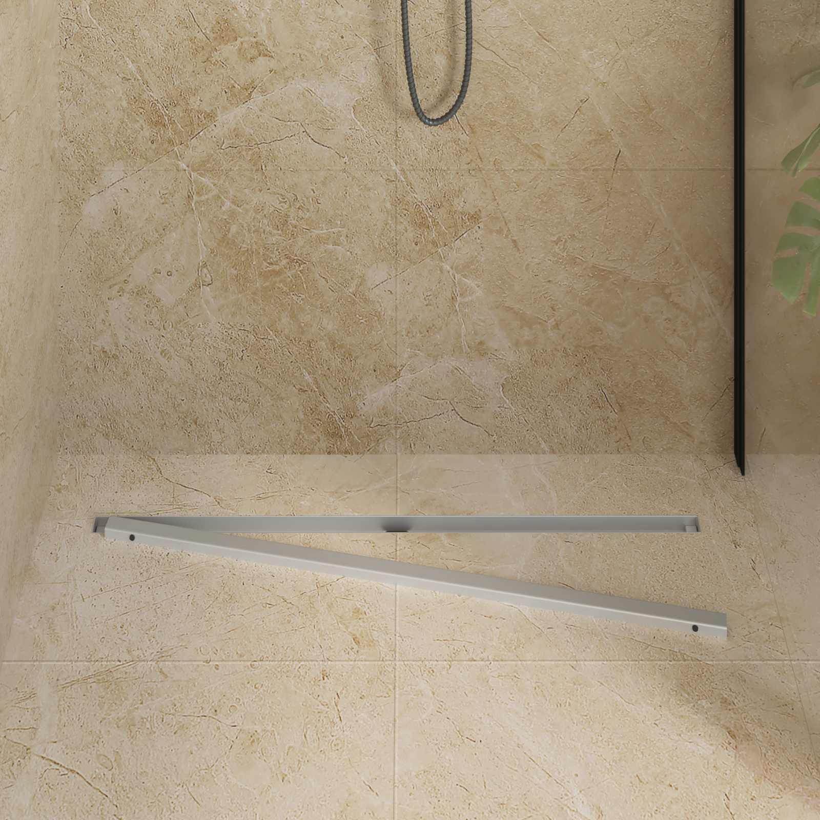 360° Duschablauf mit slim Modell Silber 90 cm Edelstahl 304