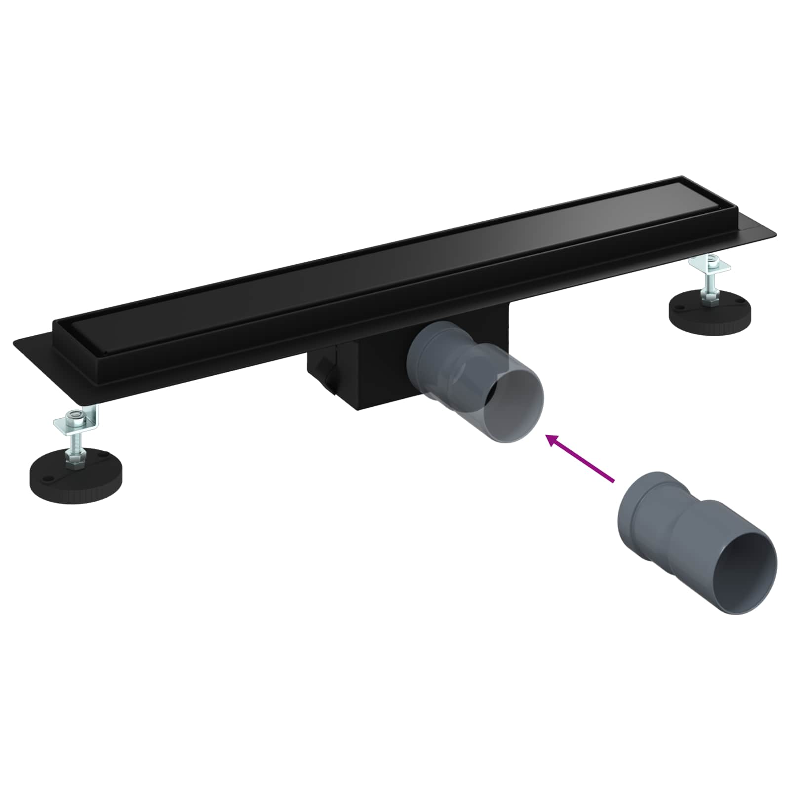 2 in 1 Duschabfluss Schwarz 60 cm Edelstahl 304