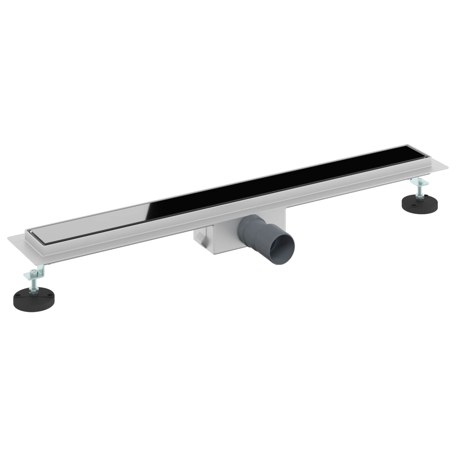 Duschabfluss mit Glasabdeckung Schwarz 80 cm Edelstahl 304