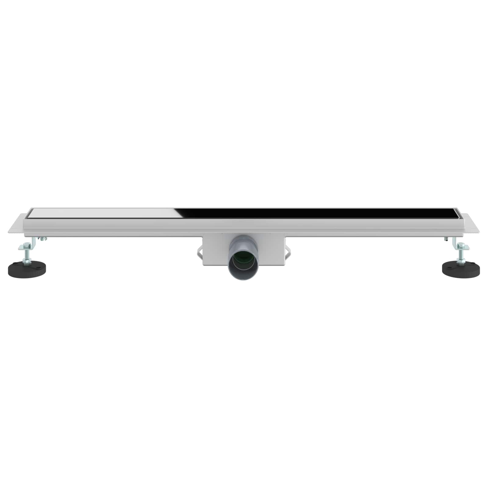 Duschabfluss mit Glasabdeckung Schwarz 80 cm Edelstahl 304