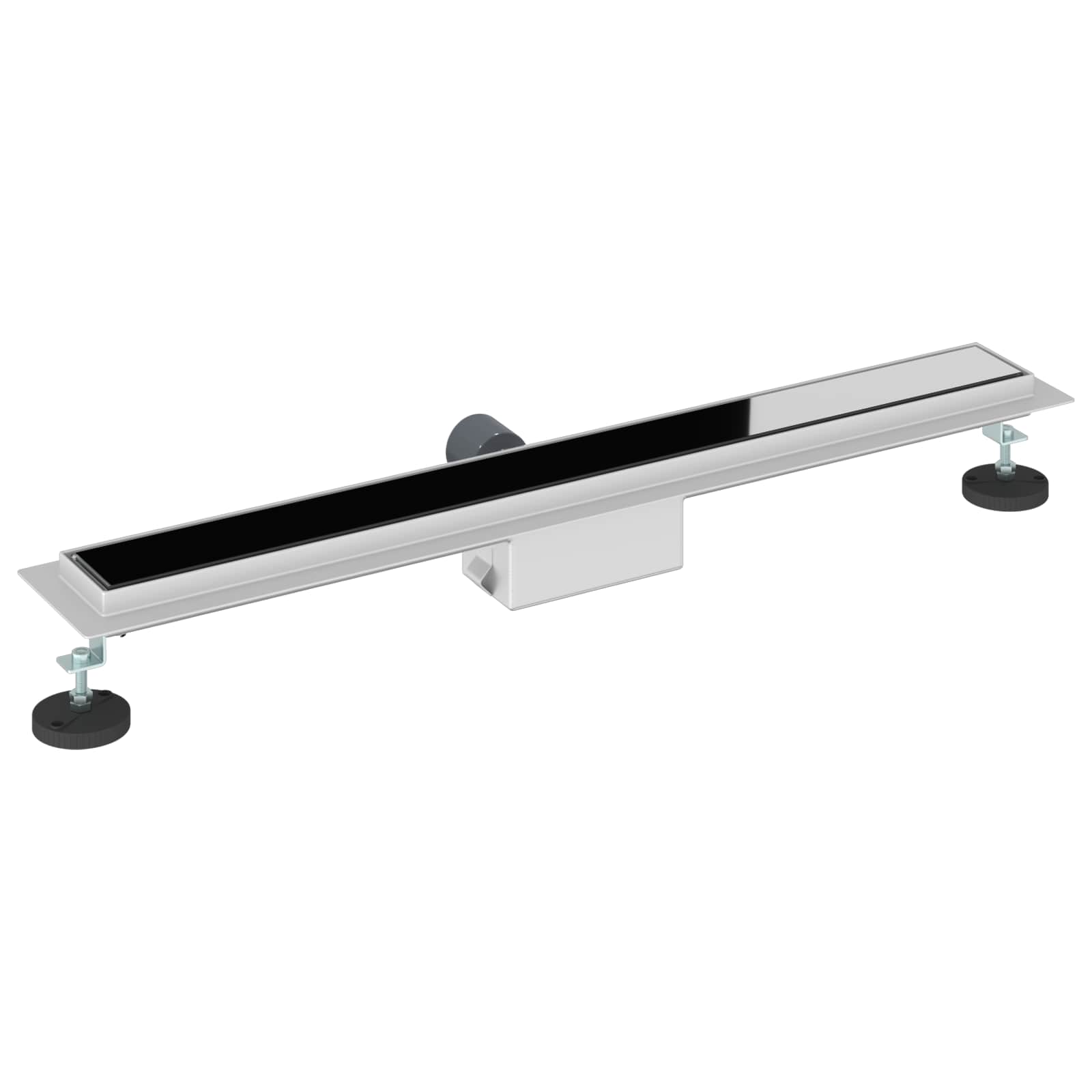 Duschabfluss mit Glasabdeckung Schwarz 70 cm Edelstahl 304