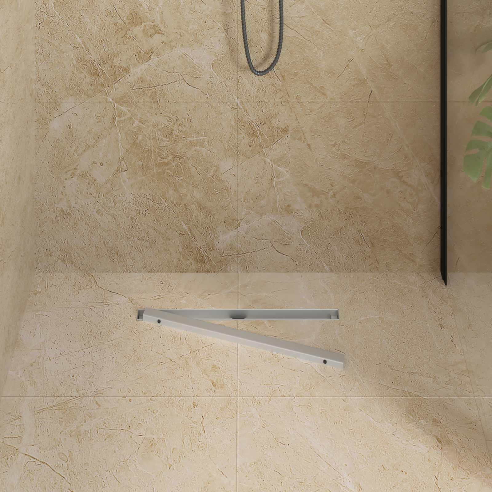 360° Duschablauf mit slim Modell Silber 50 cm Edelstahl 304