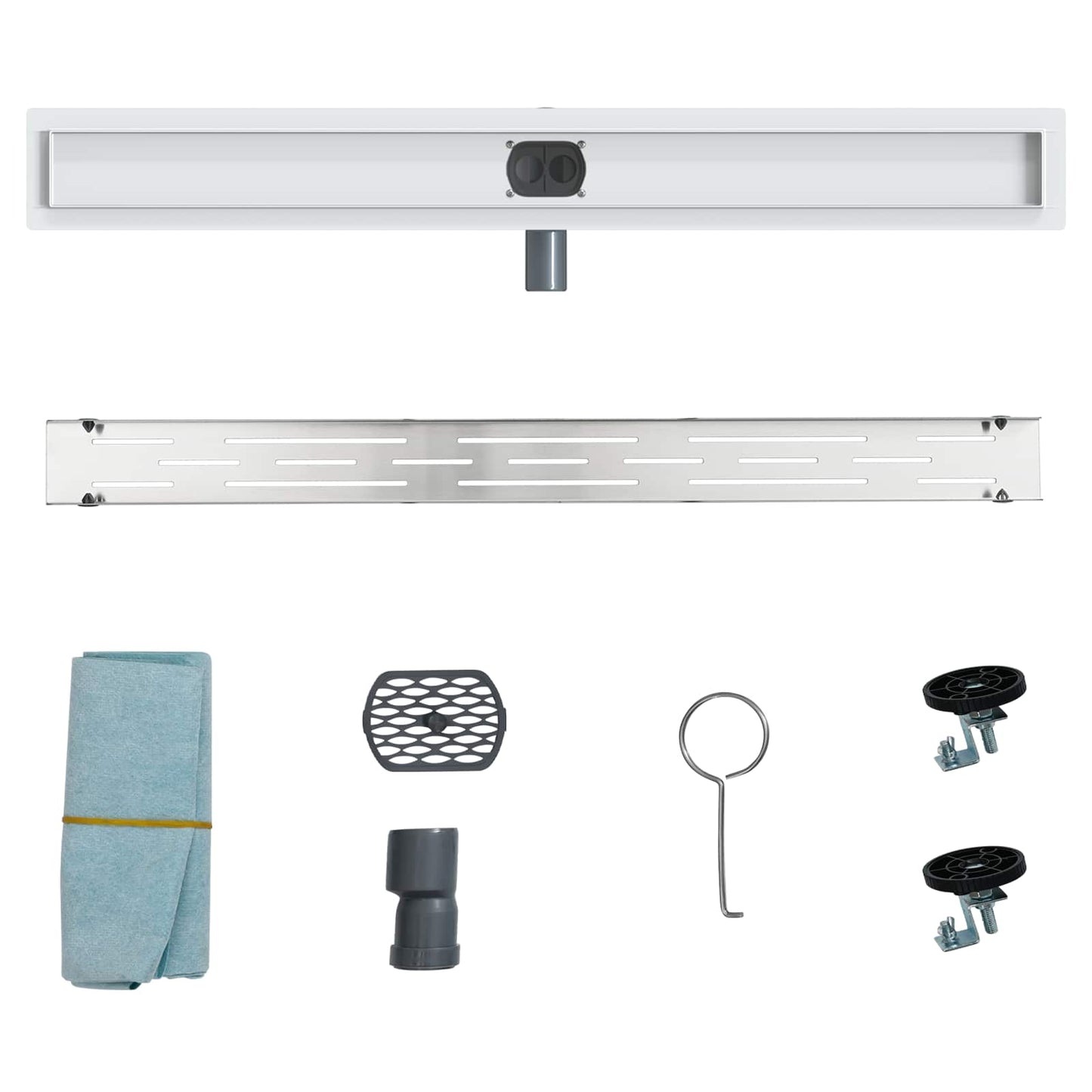 Duschabfluss im Liniendesign mit 360° Siphon Silber 90 cm