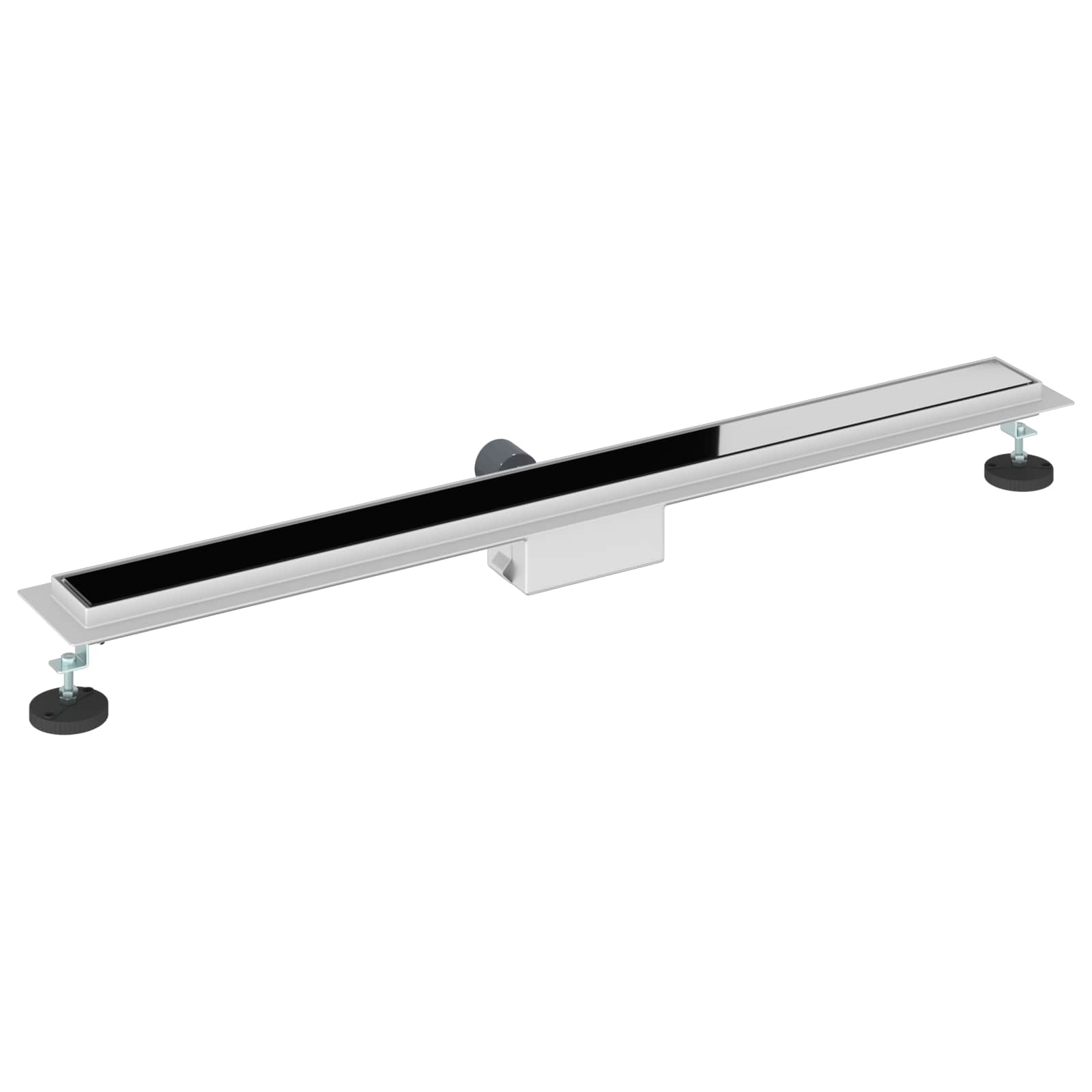 Duschabfluss mit Glasabdeckung Schwarz 90 cm Edelstahl 304