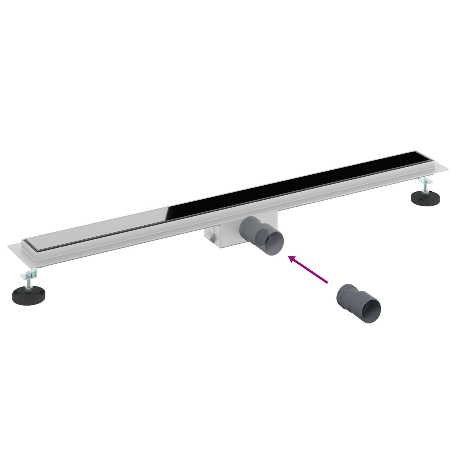 Duschabfluss mit Glasabdeckung Schwarz 90 cm Edelstahl 304