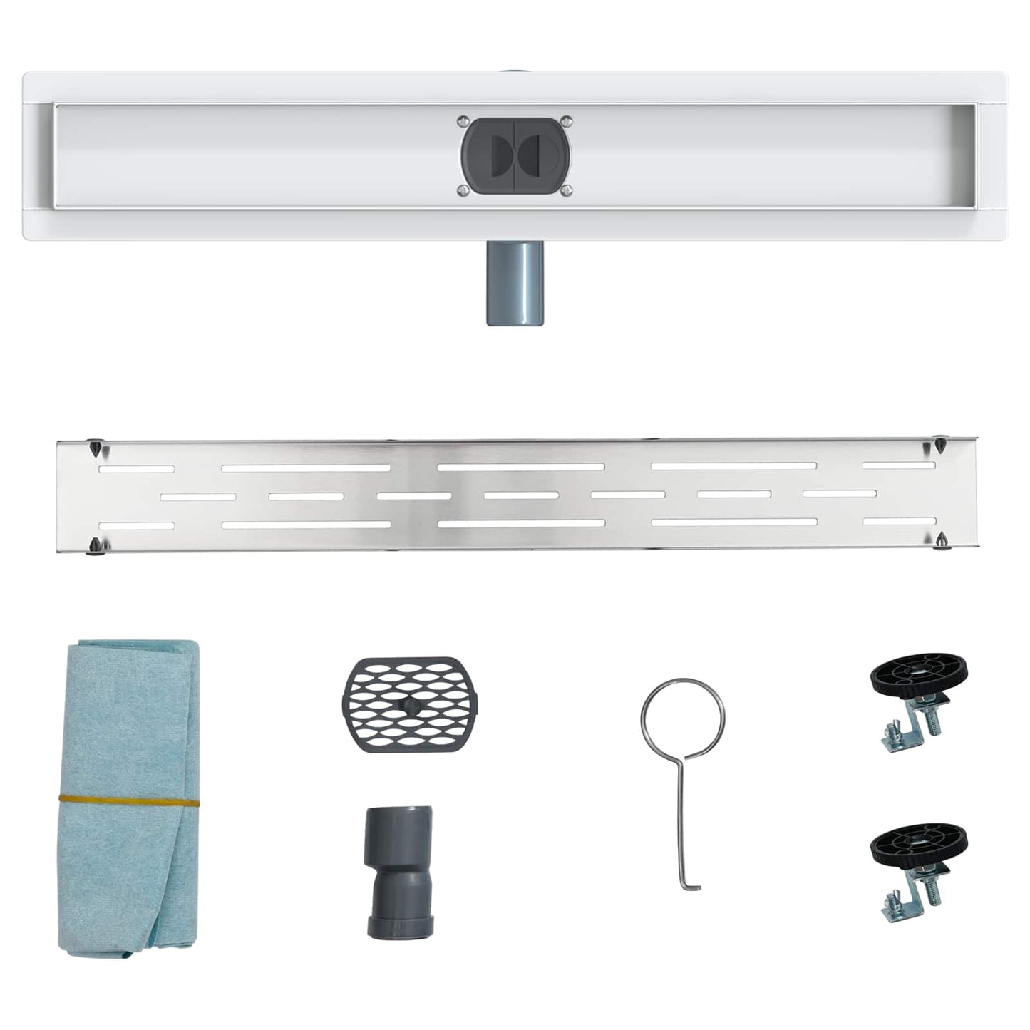 Duschabfluss im Liniendesign mit 360° Siphon Silber 60 cm