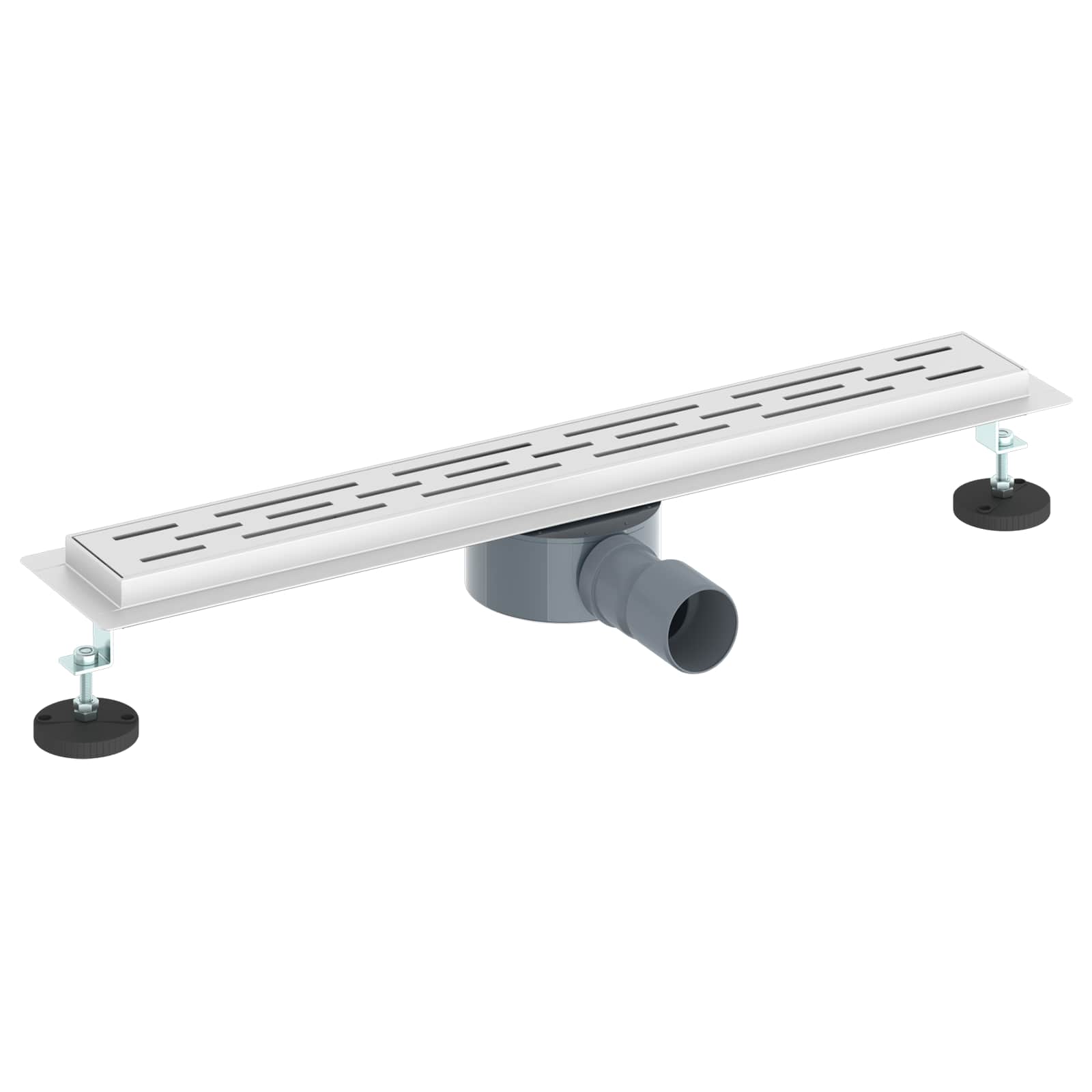 Duschabfluss im Liniendesign mit 360° Siphon Silber 60 cm