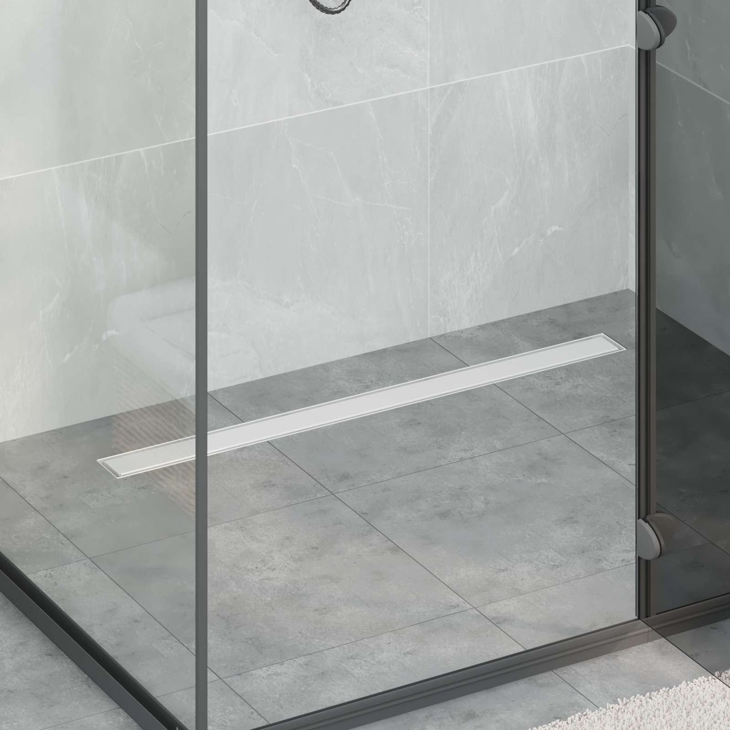 Duschablauf 2-in-1 mit 360° Siphon Silber 90 cm Edelstahl 304