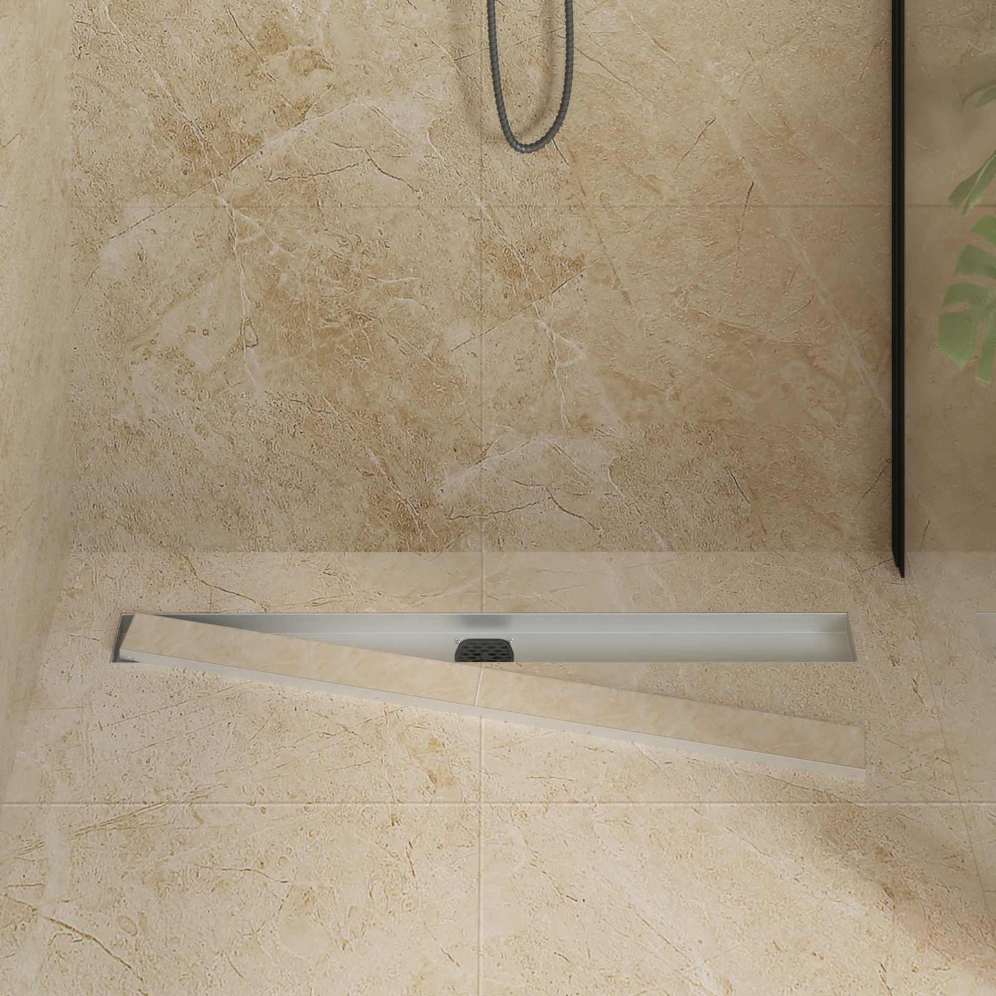 Duschablauf 2-in-1 mit 360° Siphon Silber 90 cm Edelstahl 304