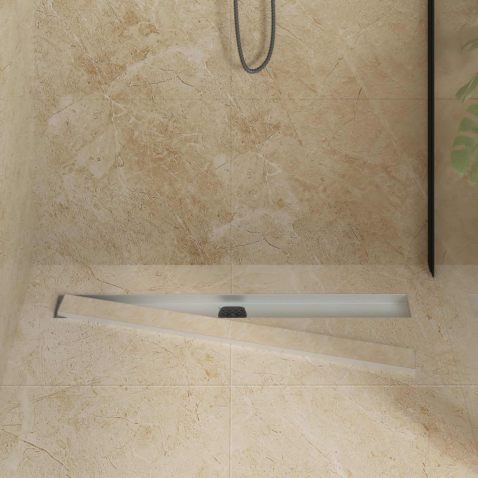 Duschablauf 2-in-1 mit 360° Siphon Silber 90 cm Edelstahl 304