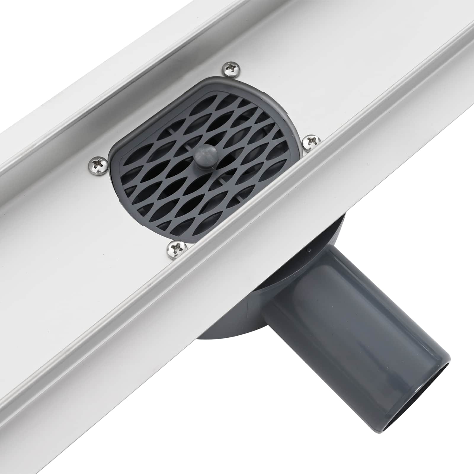 Duschabfluss im Liniendesign mit 360° Siphon Silber 80 cm