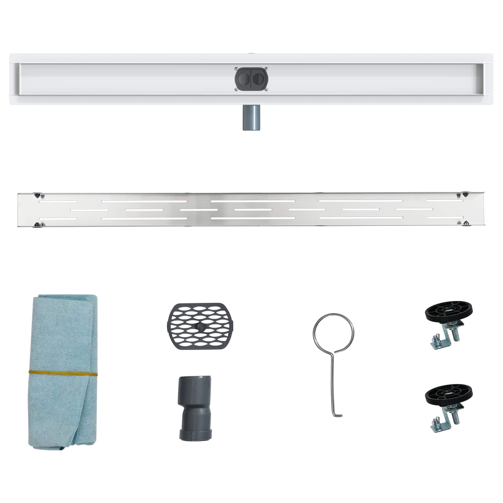 Duschabfluss im Liniendesign mit 360° Siphon Silber 100 cm