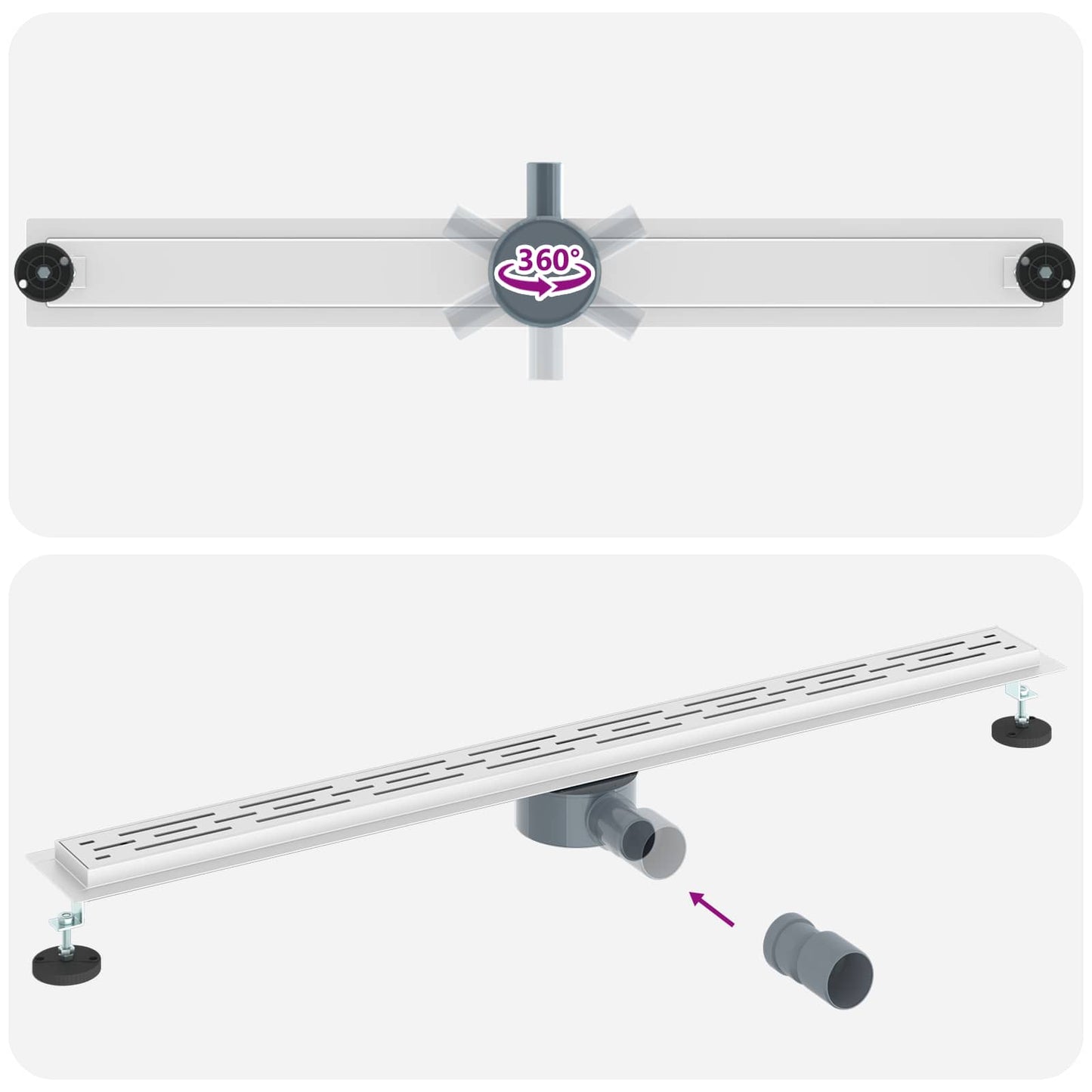 Duschabfluss im Liniendesign mit 360° Siphon Silber 100 cm