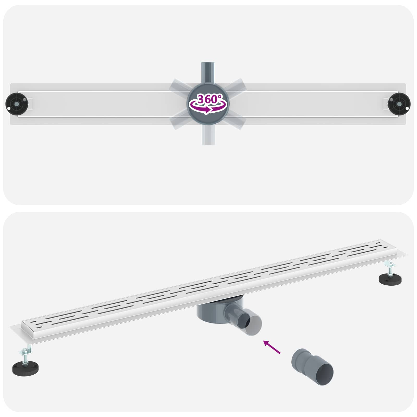 Duschabfluss im Liniendesign mit 360° Siphon Silber 100 cm