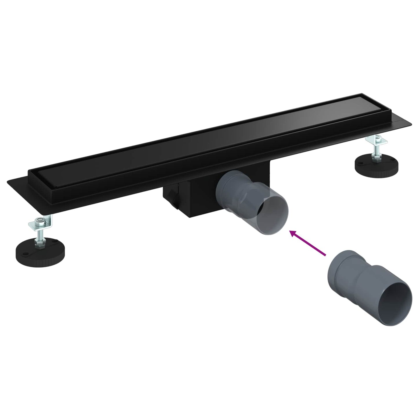 2 in 1 Duschabfluss Schwarz 50 cm Edelstahl 304