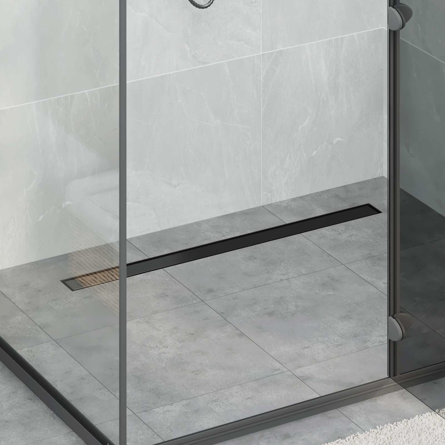 2 in 1 Duschabfluss Schwarz 90 cm Edelstahl 304