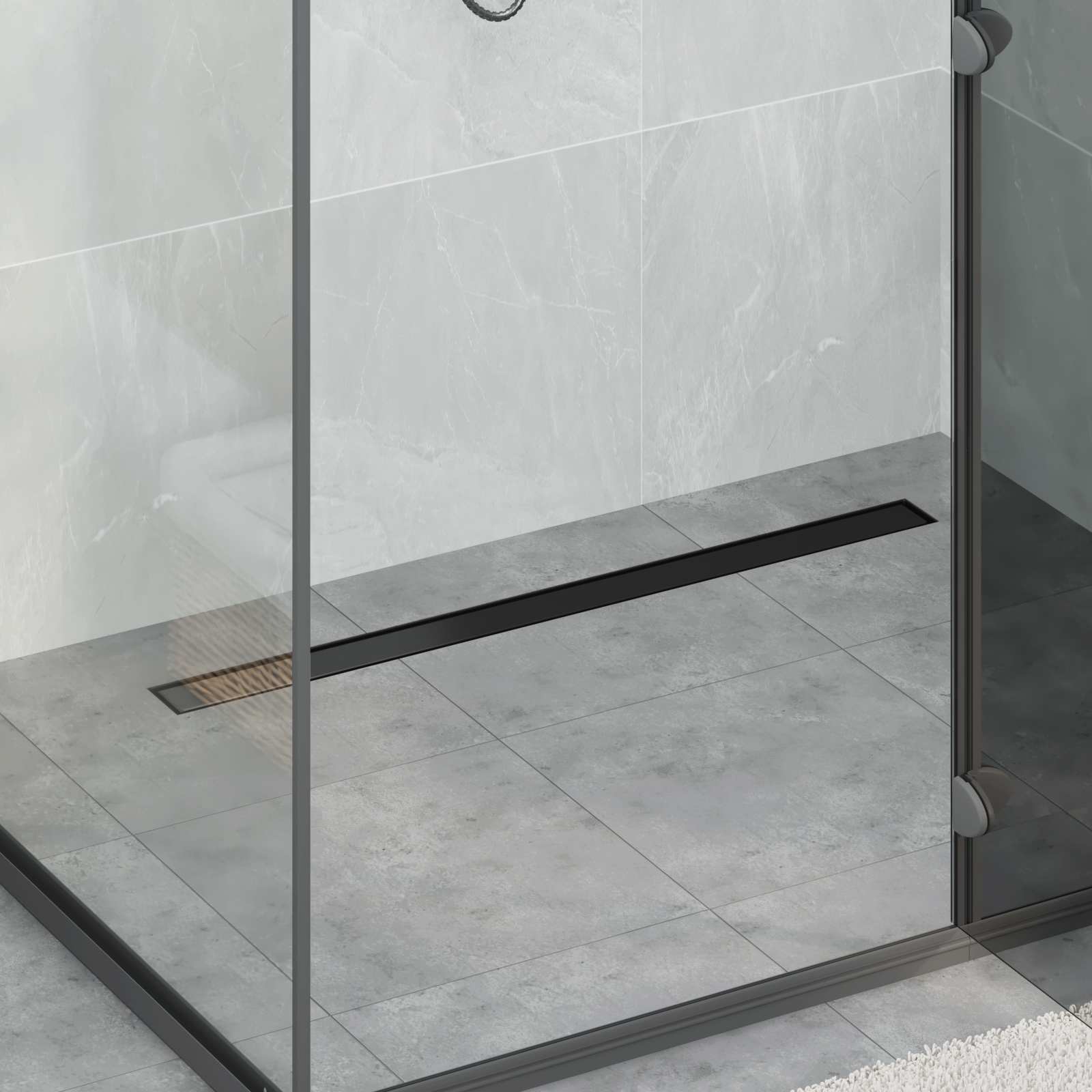 2 in 1 Duschabfluss Schwarz 90 cm Edelstahl 304